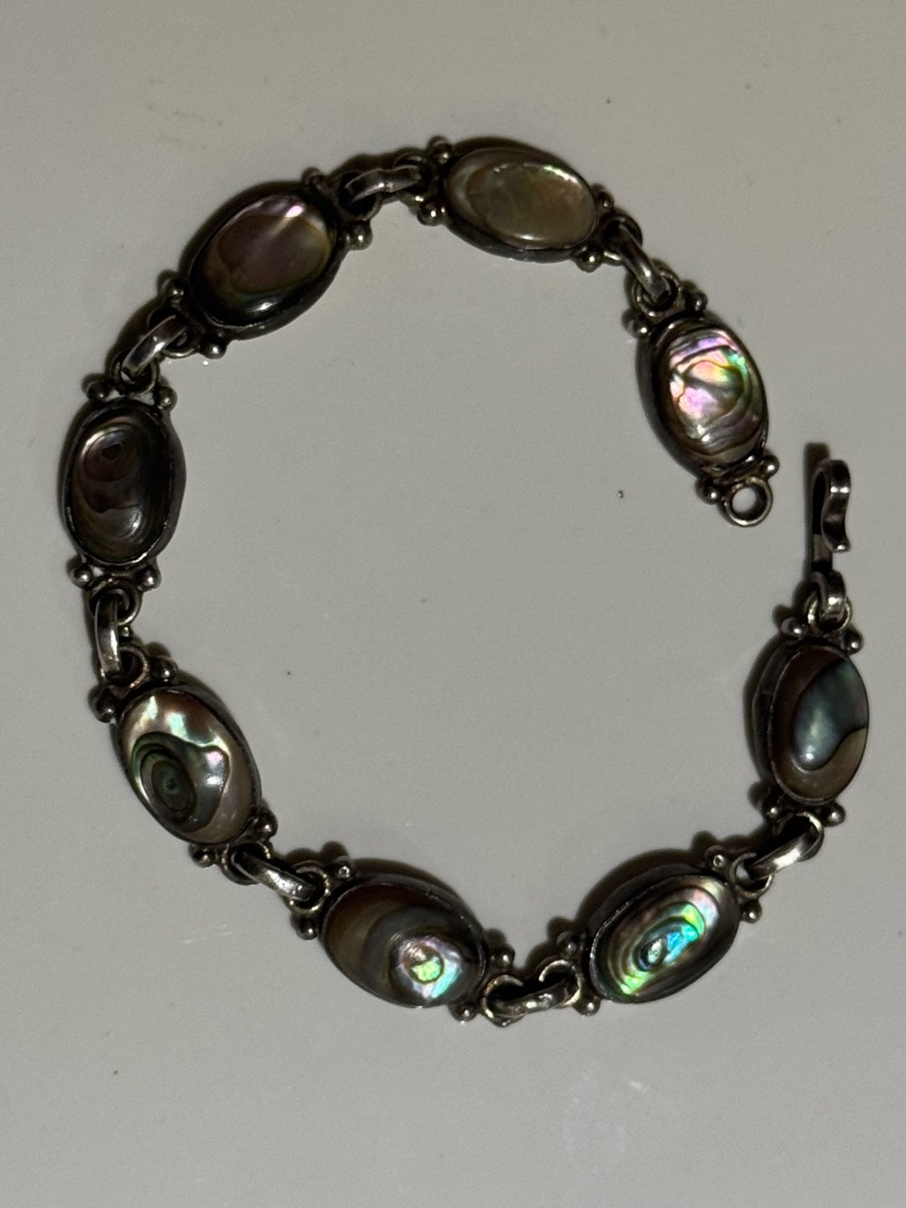 Vintage Danny’s Mexico Sterling Silver Abalone Link Bracelet